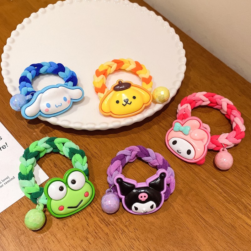 Wholesale Cute Cartoon Satin Hair Rope DIY Hair Accessories with Leather Cover Rainbow Braided Children's and Women's Hairband