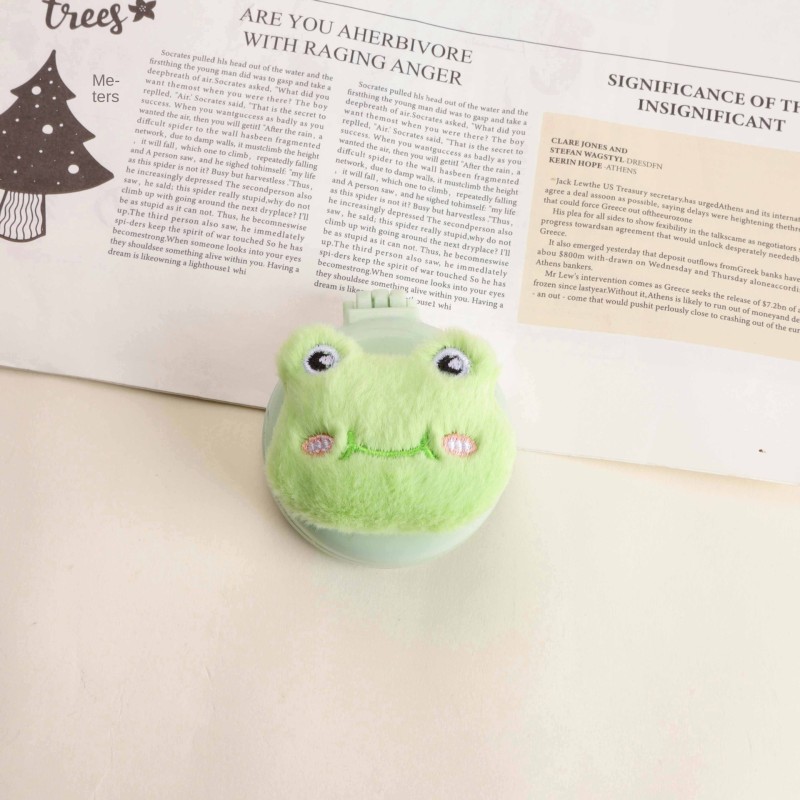 Cute Furry Cartoon All-in-One Portable Folding Massage Comb Lighted Air Cushion Mirror Comb for Girl's Carry-on Travel Suit