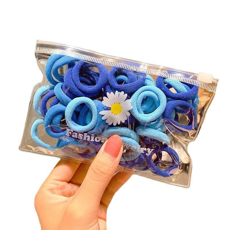 50pcs/bag Wholesale Small Gradient Color Hair Band Female Children's Rubber Band Towel Scrunchie Sweet Simple Tie Hair Head