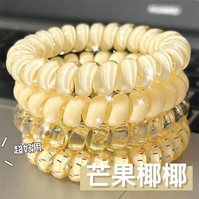 Korean Girl High Quality Summer All-Match Hair Rope Durable Hair Accessories Elastic Rubber Grape Coconut Telephone Line Design