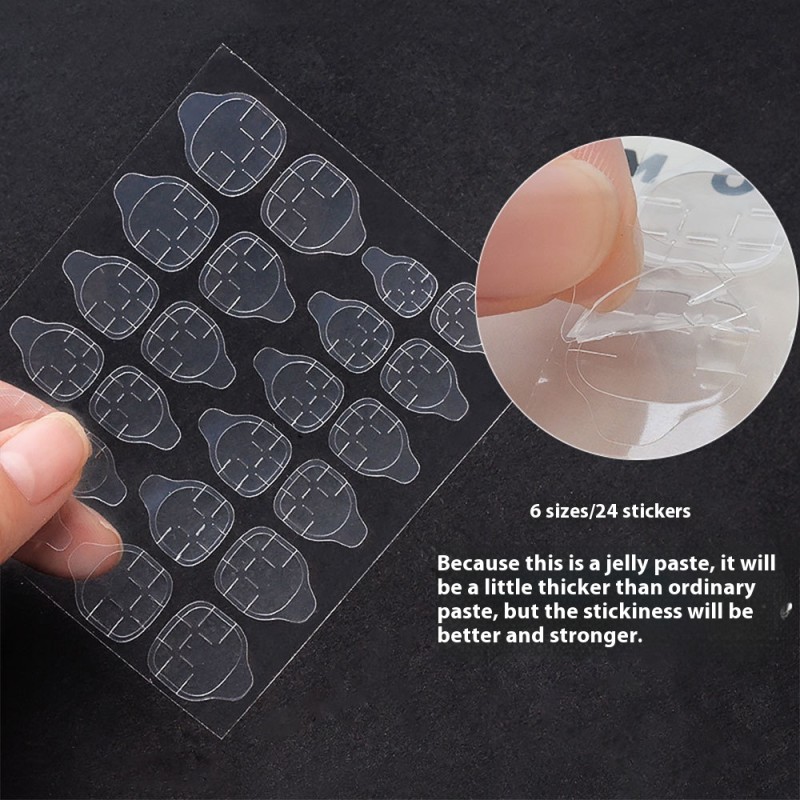 Hot Sale 24 Waterproof Wearable Nail Art Tips Strong Adhesive Jelly Glue for Fingers Wholesale Artificial Fingernails