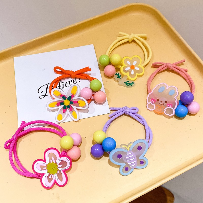 Children's Gentle Hair Accessory High Elastic Cute Rubber Hair Rope with Sweet Little Girls' Design Gentle Hair Headdress Kids