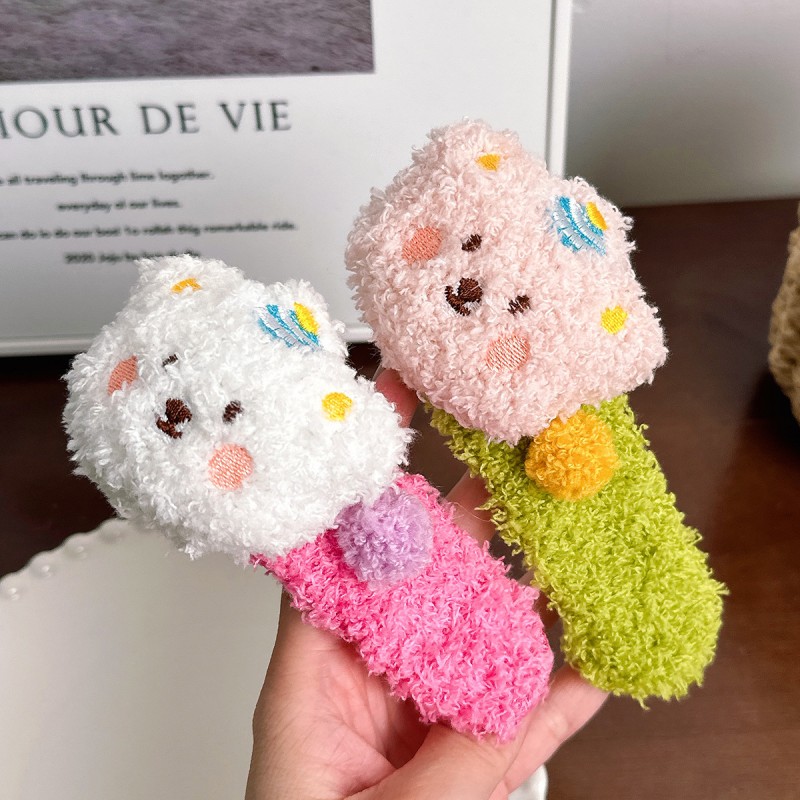 Sweet Style New Autumn Winter Women's Cute Cartoon Duckbill Hair Clip Headdress Side Broken Hair Bangs with Plush