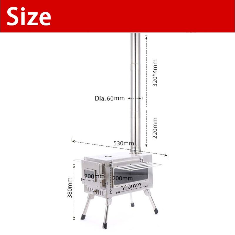 Stainless Steel Camping Stove Manufacturer - Portable Hot Tent Stove with Chimney