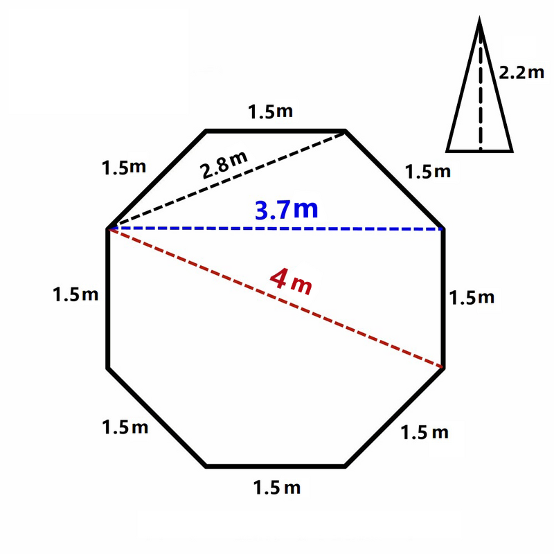Tipi Hot Tent Supplier - 4M Portable Octagonal Pyramid with Stove Jack