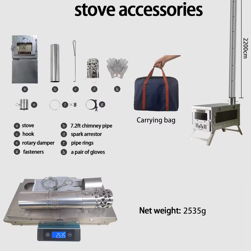 Titanium Tent Stove Supplier - 100% TA1 Lightweight Foldable with Chimney