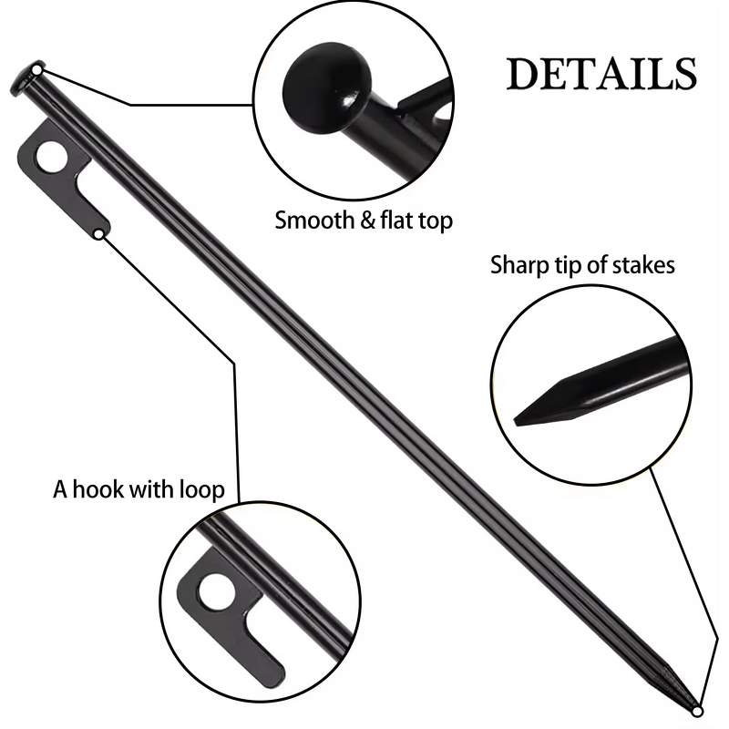 Tent Stakes Factory - Heavy Duty Forged Steel Metal Pegs 40cm-10pcs