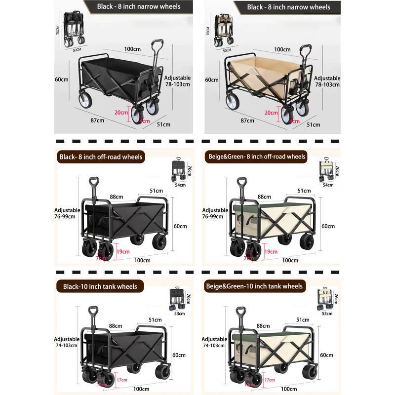 Camping Utility Cart Factory - All-Terrain Adjustable Handle Folding Wagon