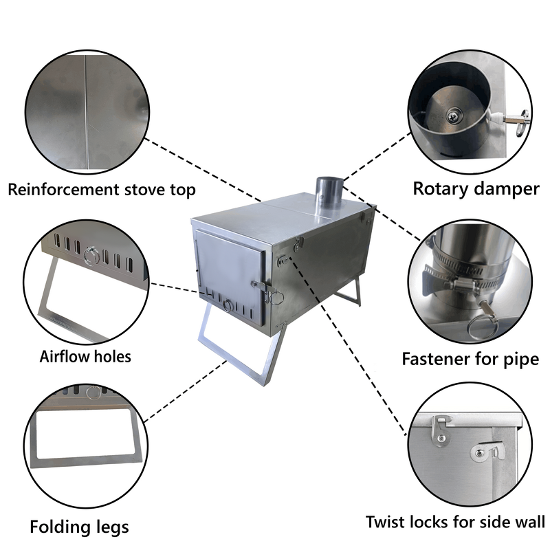 Lightweight Titanium Tent Stove Factory - Folding Backpack Stove with Chimney