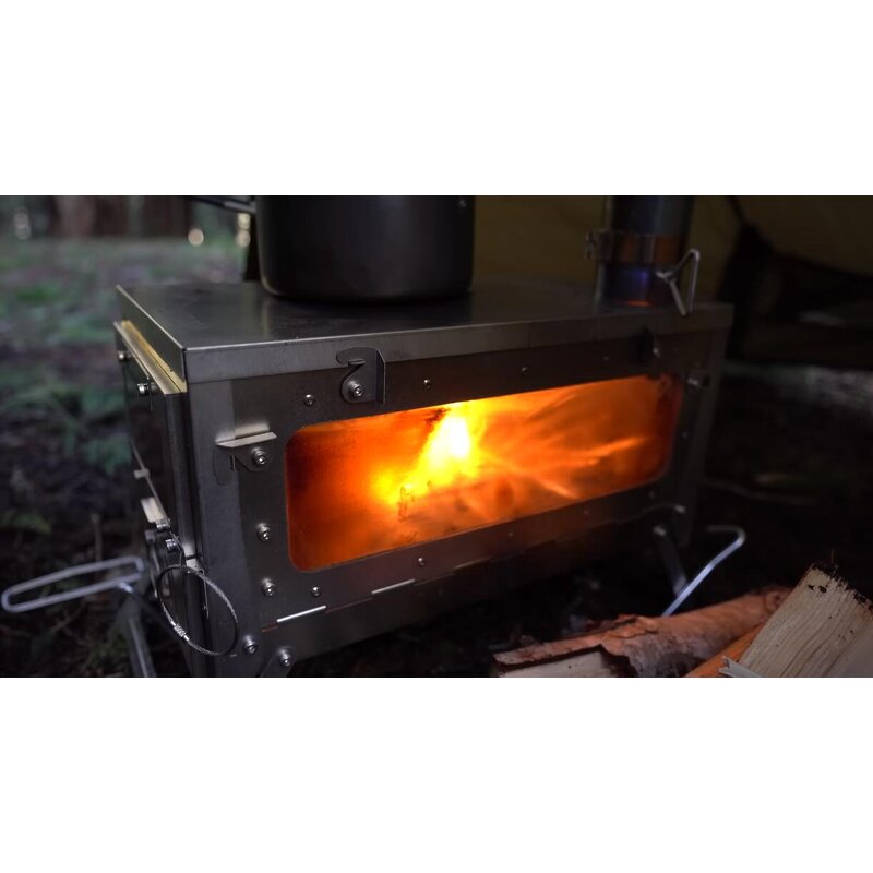 Titanium Wood Stove Factory - Portable with Side Glass and 2.2m Pipes