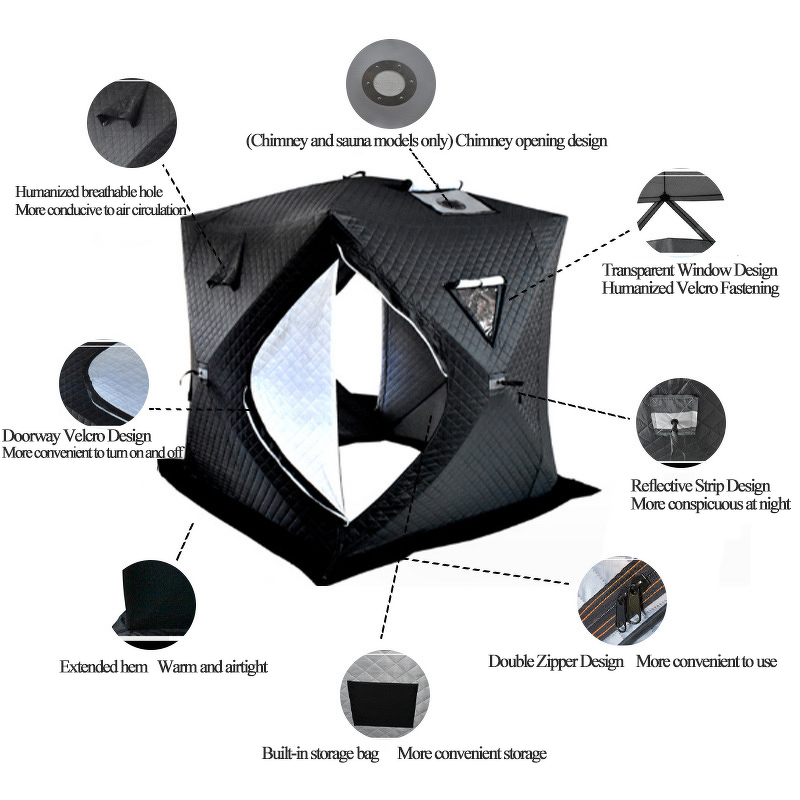 Sauna Tent Factory - Pop-up Removable with Roof Stove Jack 3-4 Person