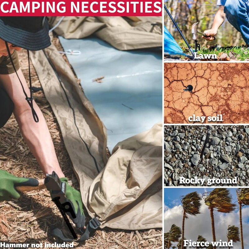 Tent Stakes Factory - Heavy Duty Forged Steel Metal Pegs 40cm-10pcs