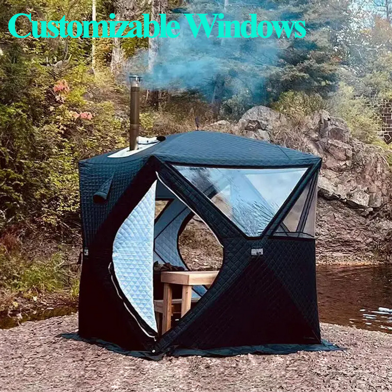 Sauna Tent Factory - Pop-up Removable with Roof Stove Jack 3-4 Person