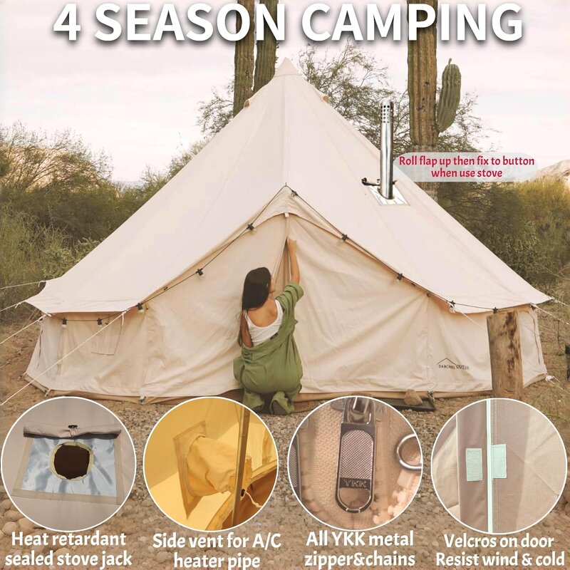 Canvas Bell Tent Supplier - 4 Season Glamping Tents for 4/6/8 Person