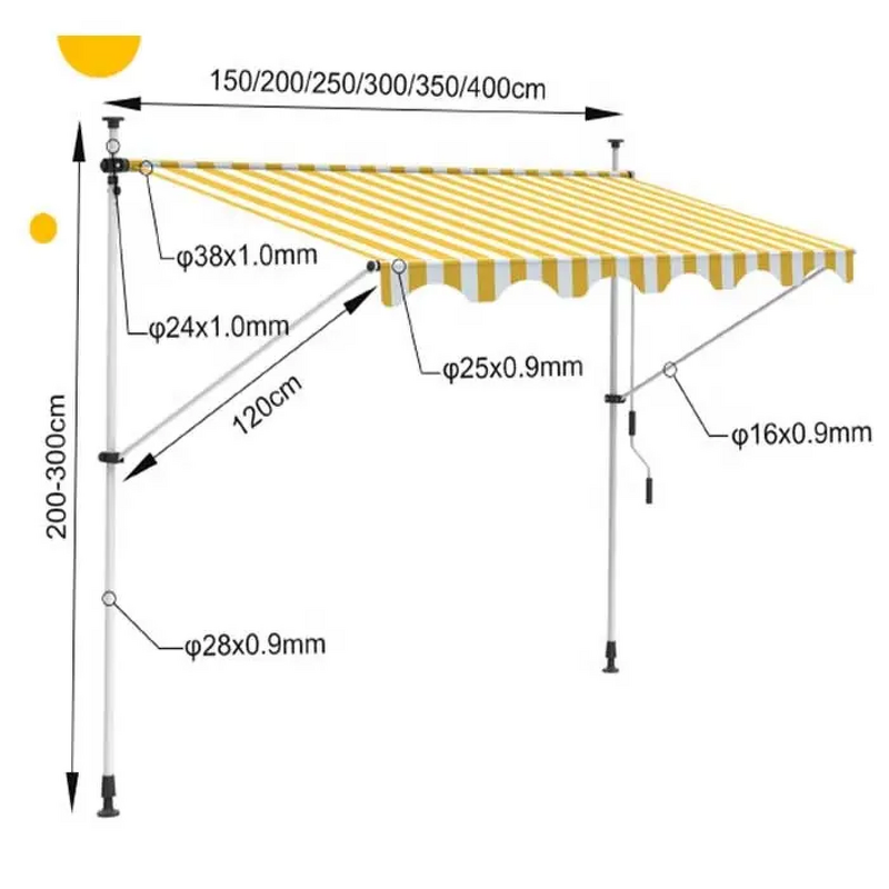 Outdoor Awning Factory - Folding Punch-free Manual Garden Balcony Awning