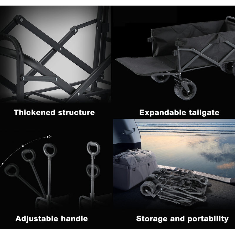 Camping Cart Manufacturer - Foldable Utility Wagon with Rear Tailgate