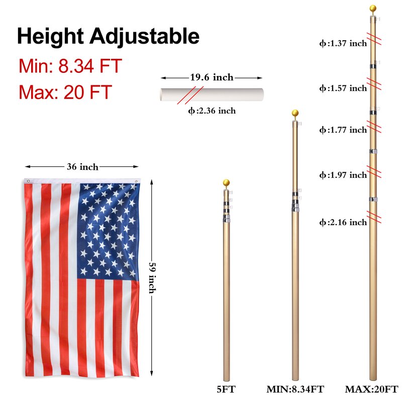 Flagpole Kit Manufacturer - Wholesale Customizable Telescopic Aluminum Pole