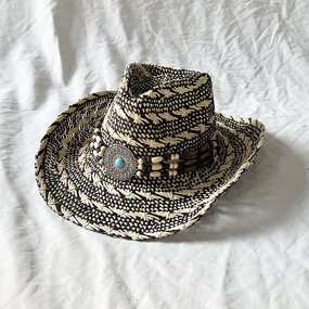 Beach Hat Supplier - Handmade Black White Two-Tone Woven