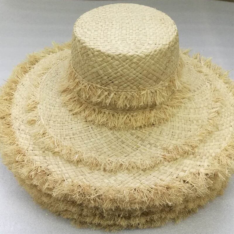 Straw Hat Supplier - Handmade Flat Top Raffia with Tassel