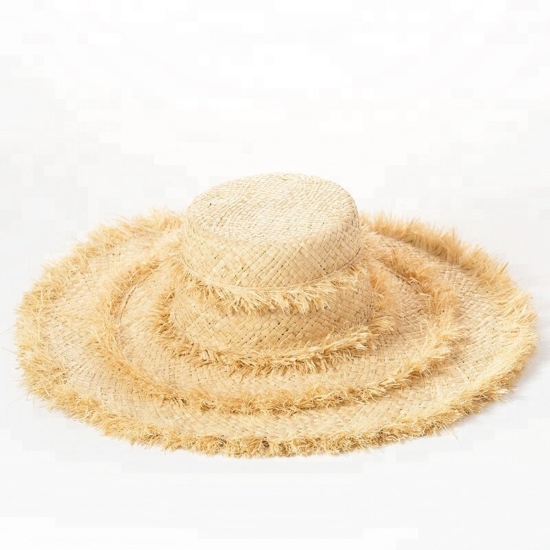 Straw Hat Supplier - Handmade Flat Top Raffia with Tassel