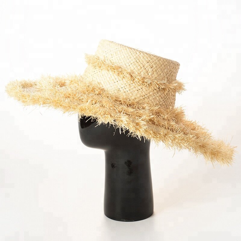 Straw Hat Supplier - Handmade Flat Top Raffia with Tassel