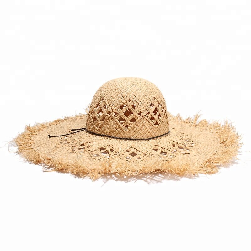 Beach Hat Supplier - Unisex Raffia Wide Brim with Fringe