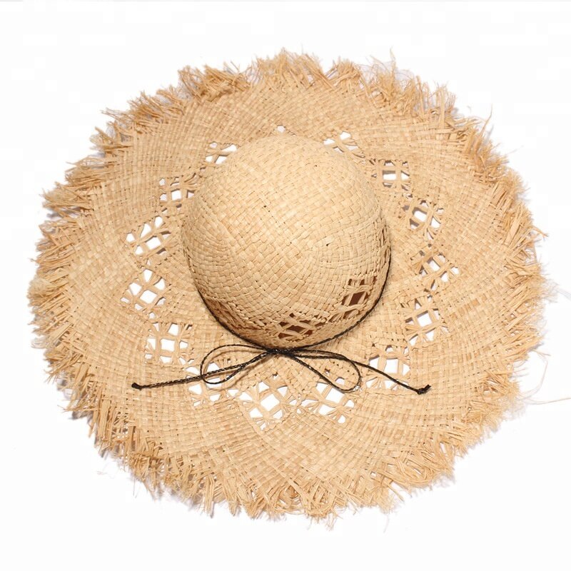 Beach Hat Supplier - Unisex Raffia Wide Brim with Fringe