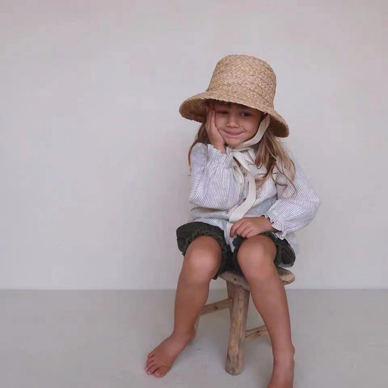 Kids Beach Hat Supplier - Retro Raffia Large Brim Bucket