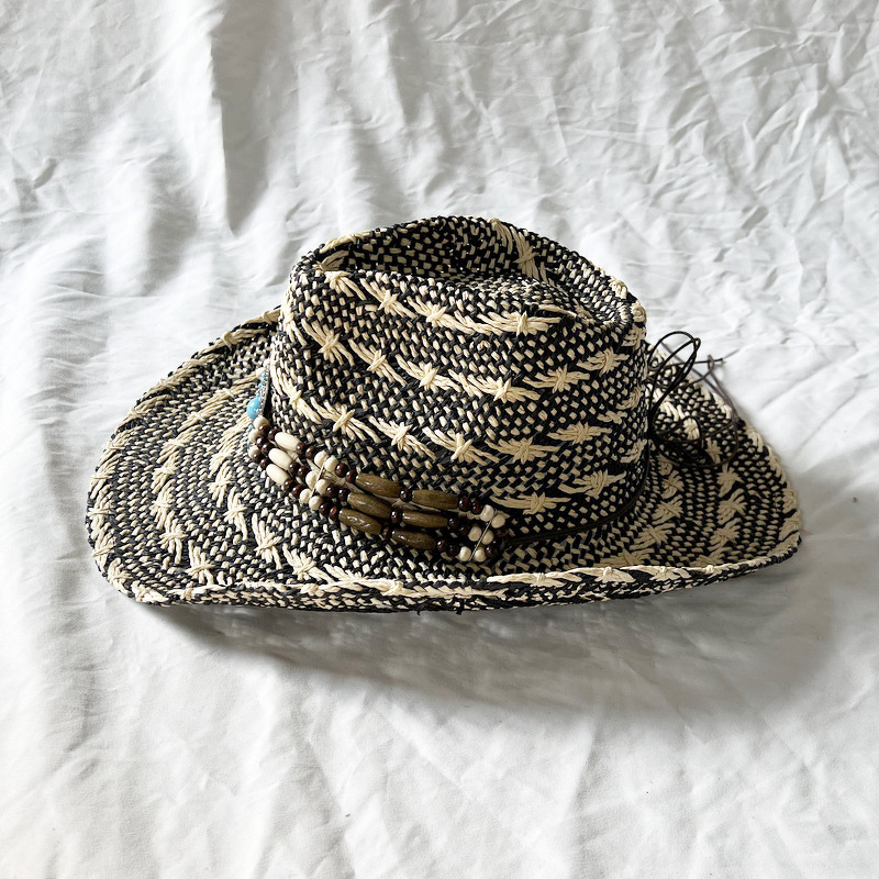 Beach Hat Supplier - Handmade Black White Two-Tone Woven
