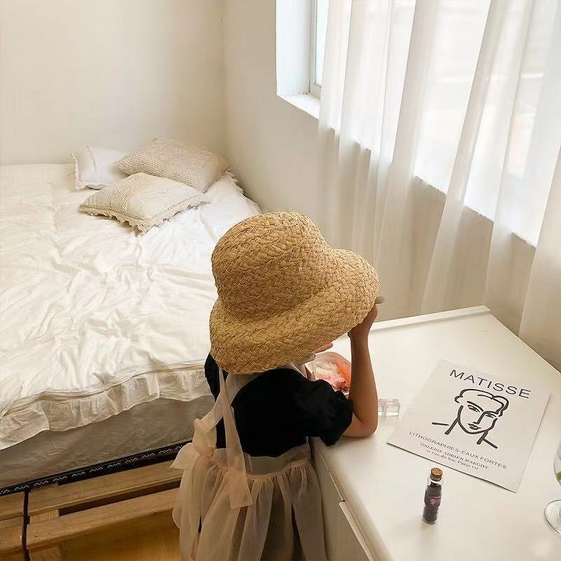 Kids Beach Hat Supplier - Retro Raffia Large Brim Bucket