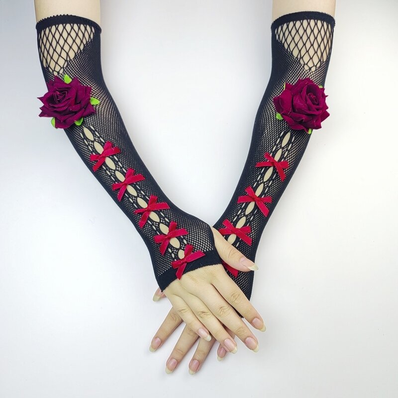 Halloween Gloves Manufacturer - HZS-25056 Punk Long Hollow