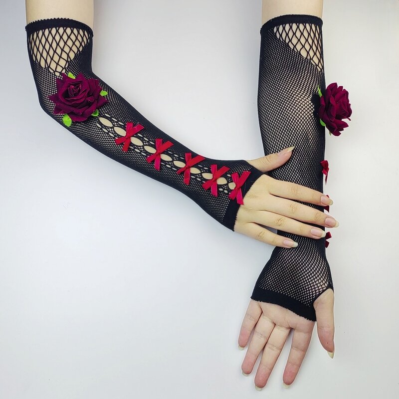 Halloween Gloves Manufacturer - HZS-25056 Punk Long Hollow