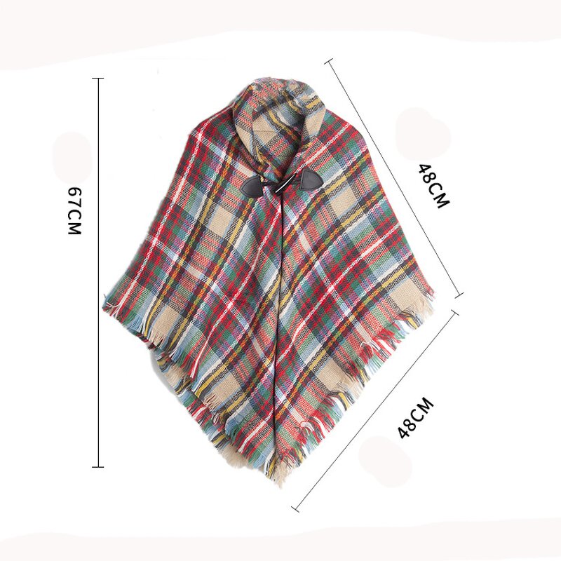 Kids Poncho Supplier - HZW-25062 Fashion Plaid Knitted