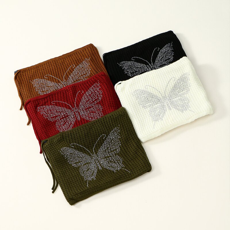 Scarf Beanie Supplier - HZM-25624 Solid Color Butterfly