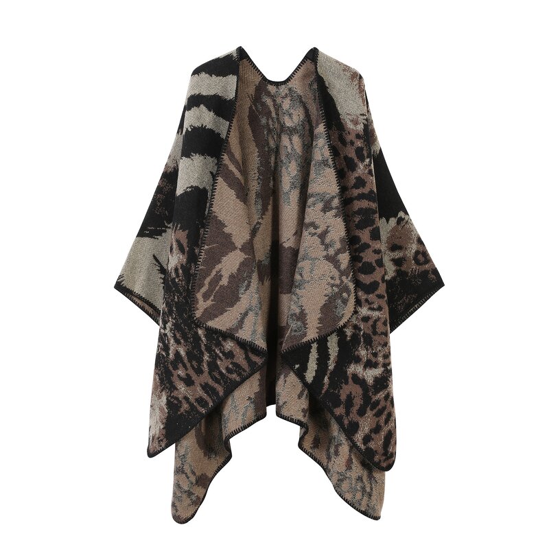 Hooded Cloak Manufacturer - HZW-25057 Fashion Women Tiger Skin