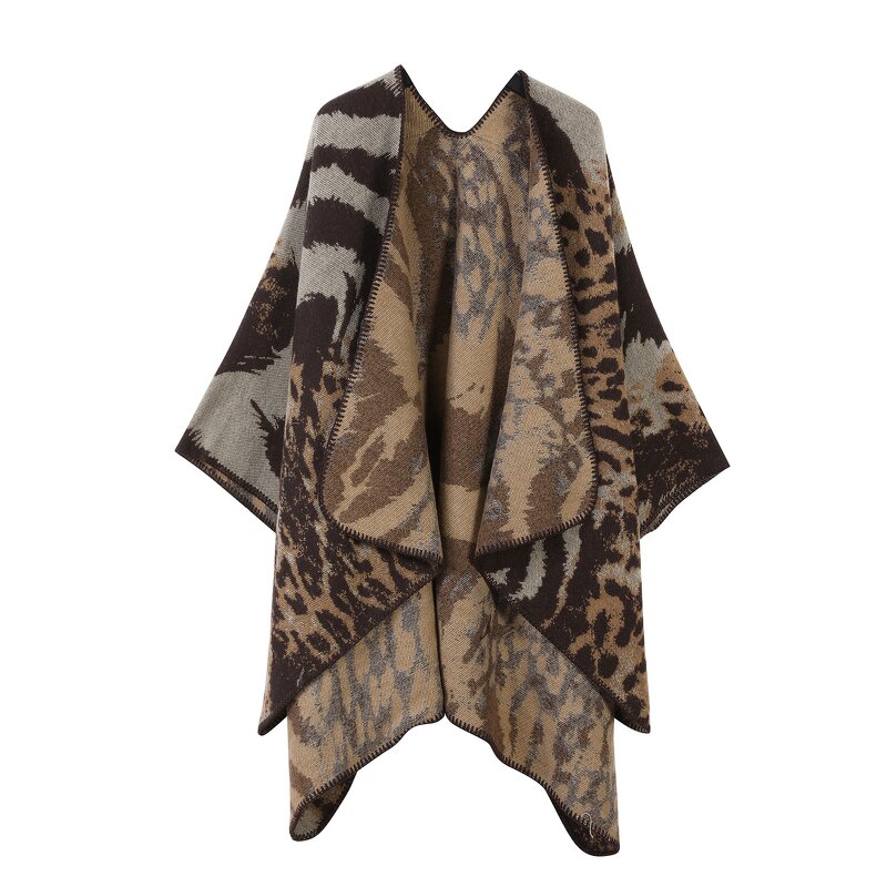 Hooded Cloak Manufacturer - HZW-25057 Fashion Women Tiger Skin