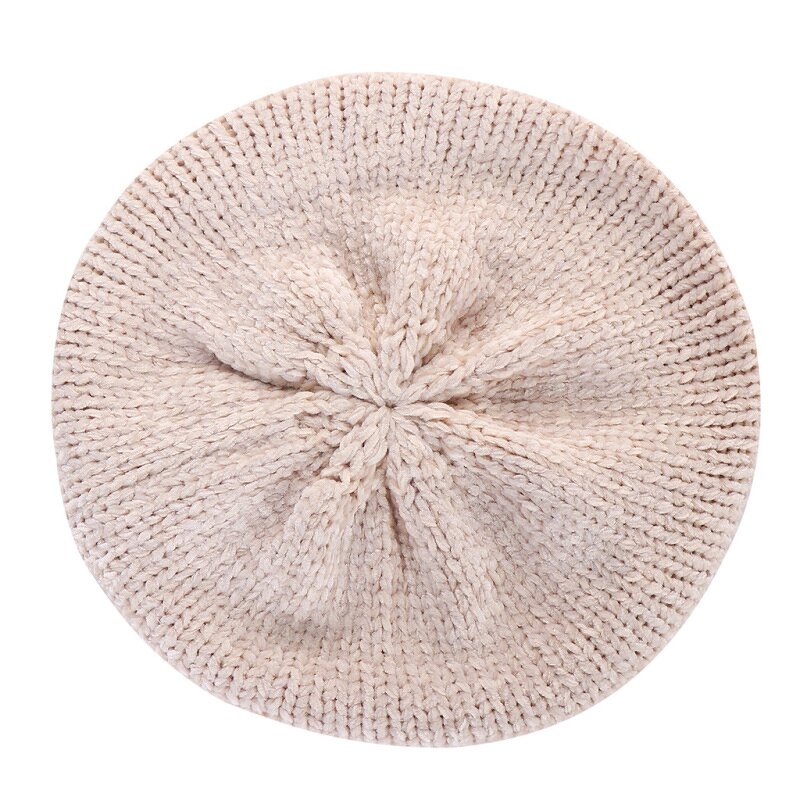Knitted Beret Manufacturer - HZM-22355 Chenille Yarn Polyester