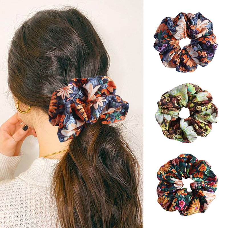 Satin Scrunchies Manufacturer - HZO-25123 New Floral Printed