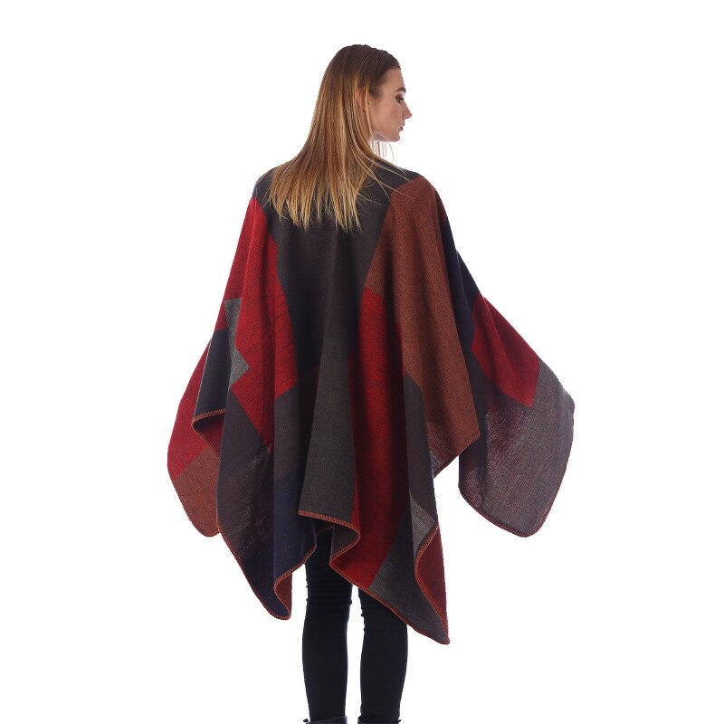 Acrylic Shawl Supplier - HZW-25056 New Women Poncho Cape