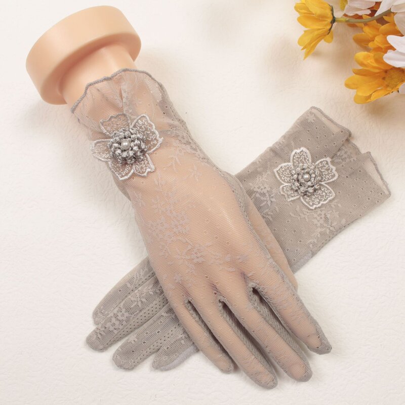 Lace Gloves Supplier - HZS-25039 Flower Pearl Wedding Party
