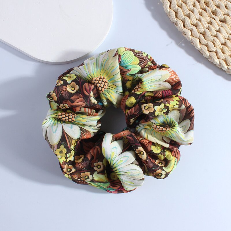 Satin Scrunchies Manufacturer - HZO-25123 New Floral Printed