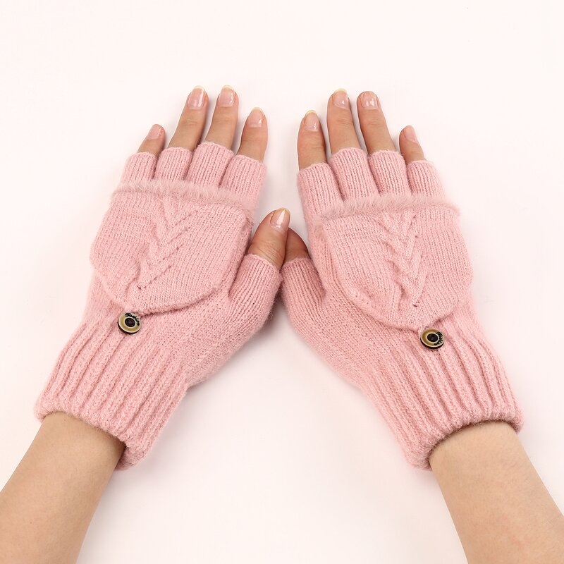 Winter Mittens Supplier - HZS-25053 Ladies Ribbed Fluffy Cover
