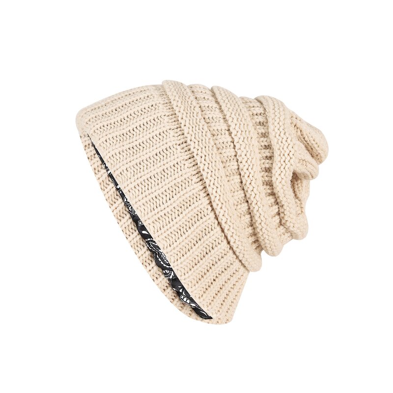 Satin Lined Beanie Manufacturer - HZM-25645 Cable Knit Slouchy