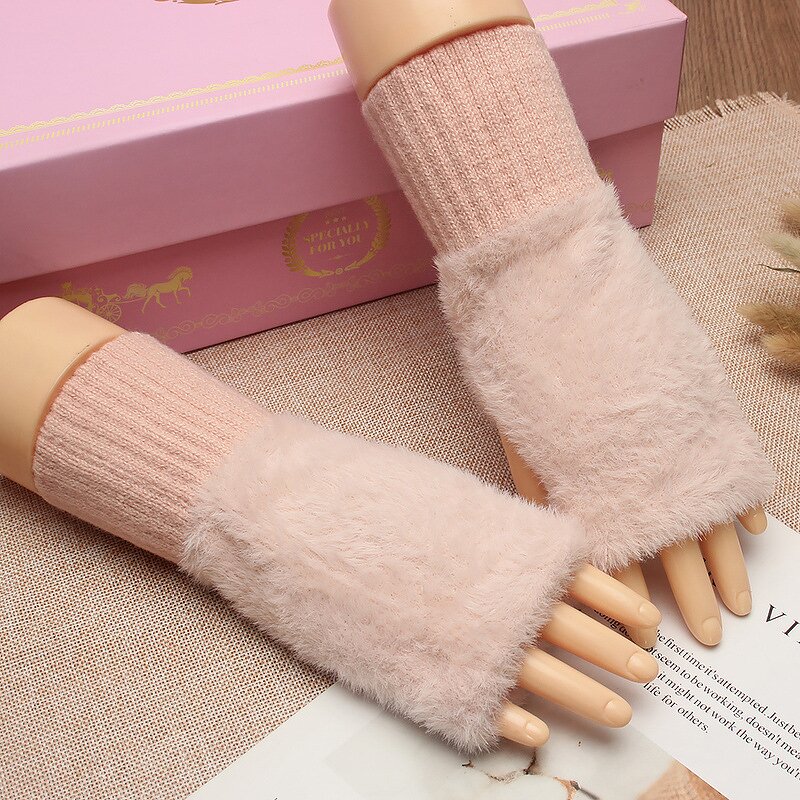 Winter Plush Gloves Supplier - HZS-25049 Women's Warm Knitted