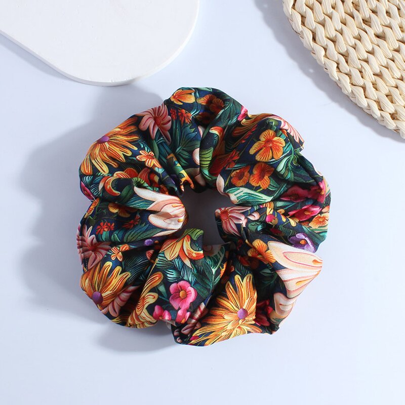 Satin Scrunchies Manufacturer - HZO-25123 New Floral Printed