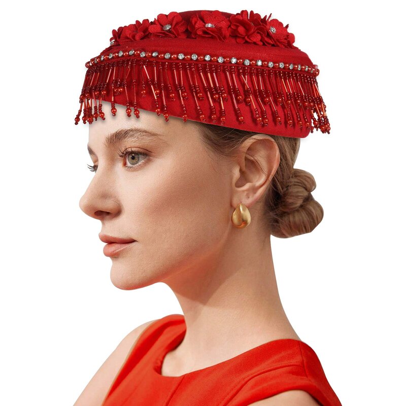 Vintage Turban Supplier - HZM-25237 Felt Fringe Derby Fascinator