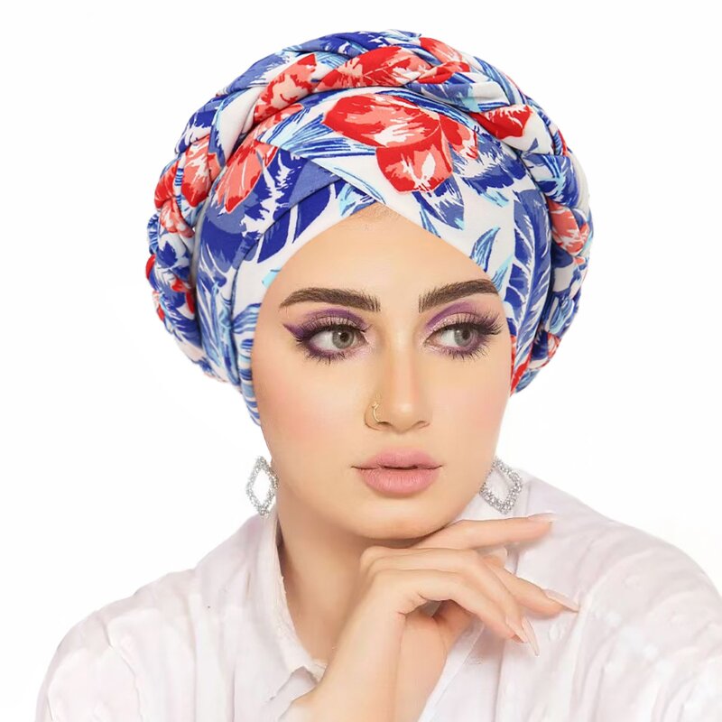 African Hair Wrap Supplier - HZM-25646 Muslim Print Turban