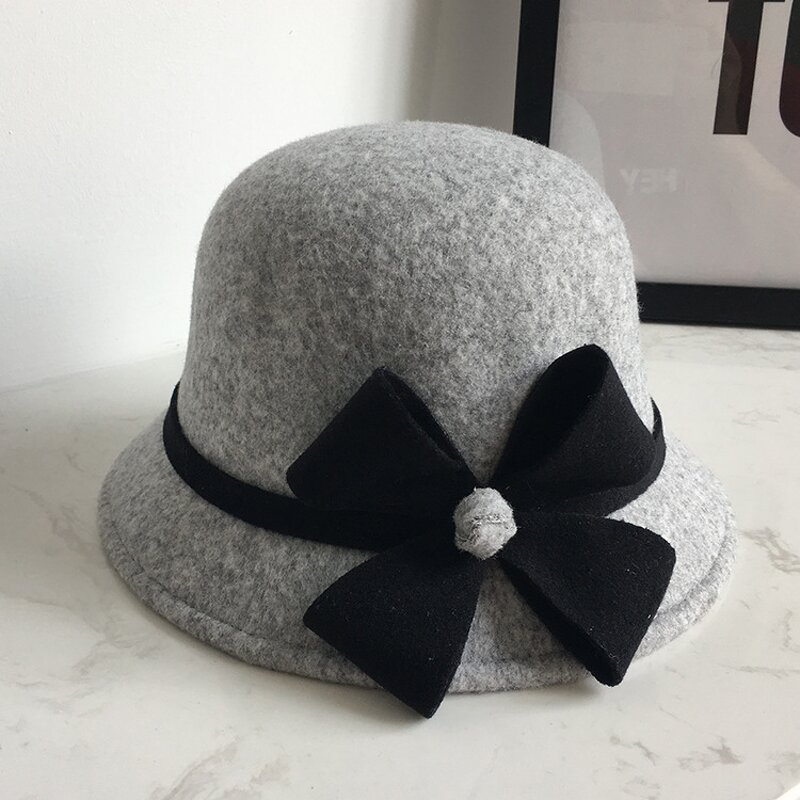 Wool Vintage Cloche Manufacturer - HZM-60894 1920s with Bow