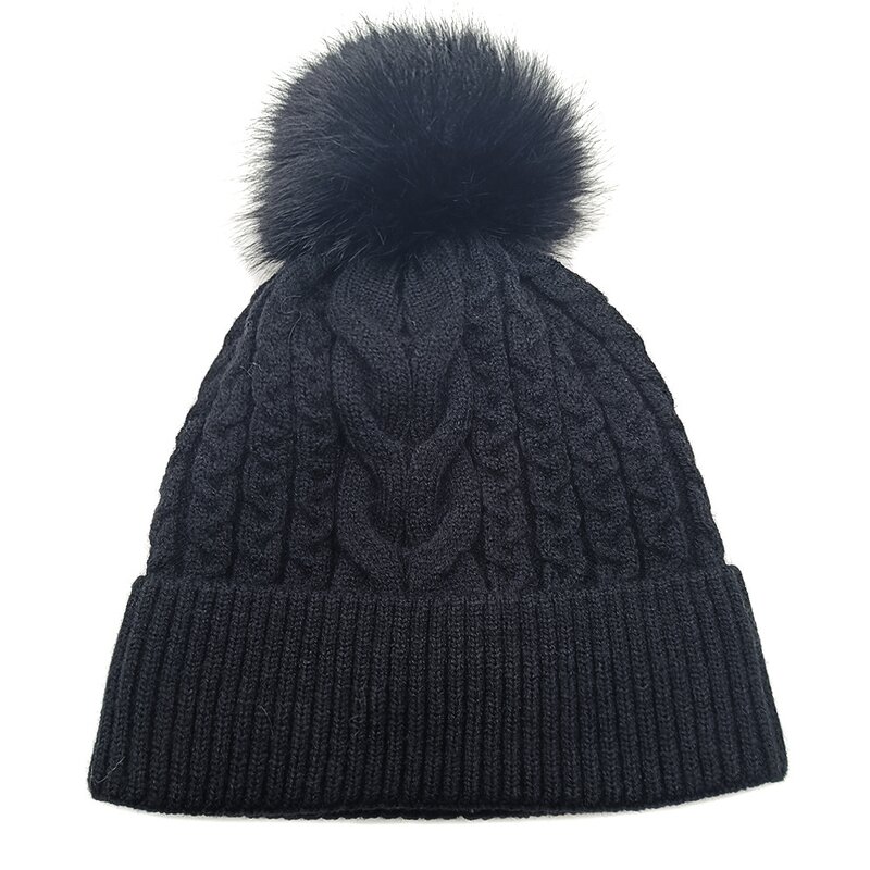 Fleece Knitted Hat Supplier - HZM-25644 Winter Thickened Pom-Poms