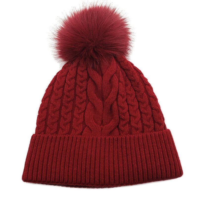 Fleece Knitted Hat Supplier - HZM-25644 Winter Thickened Pom-Poms